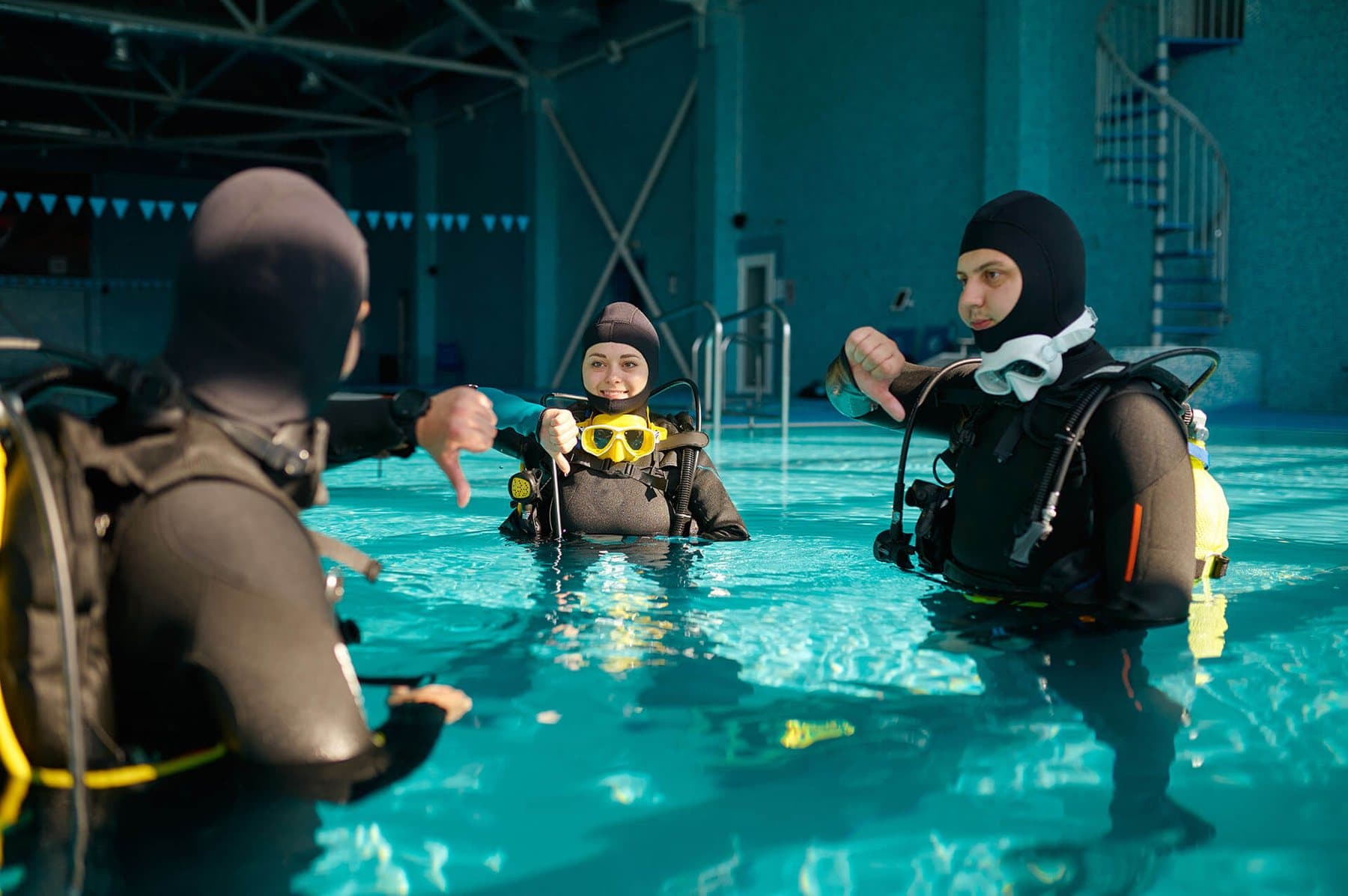 Instructor teaching diving skills one-on-one
